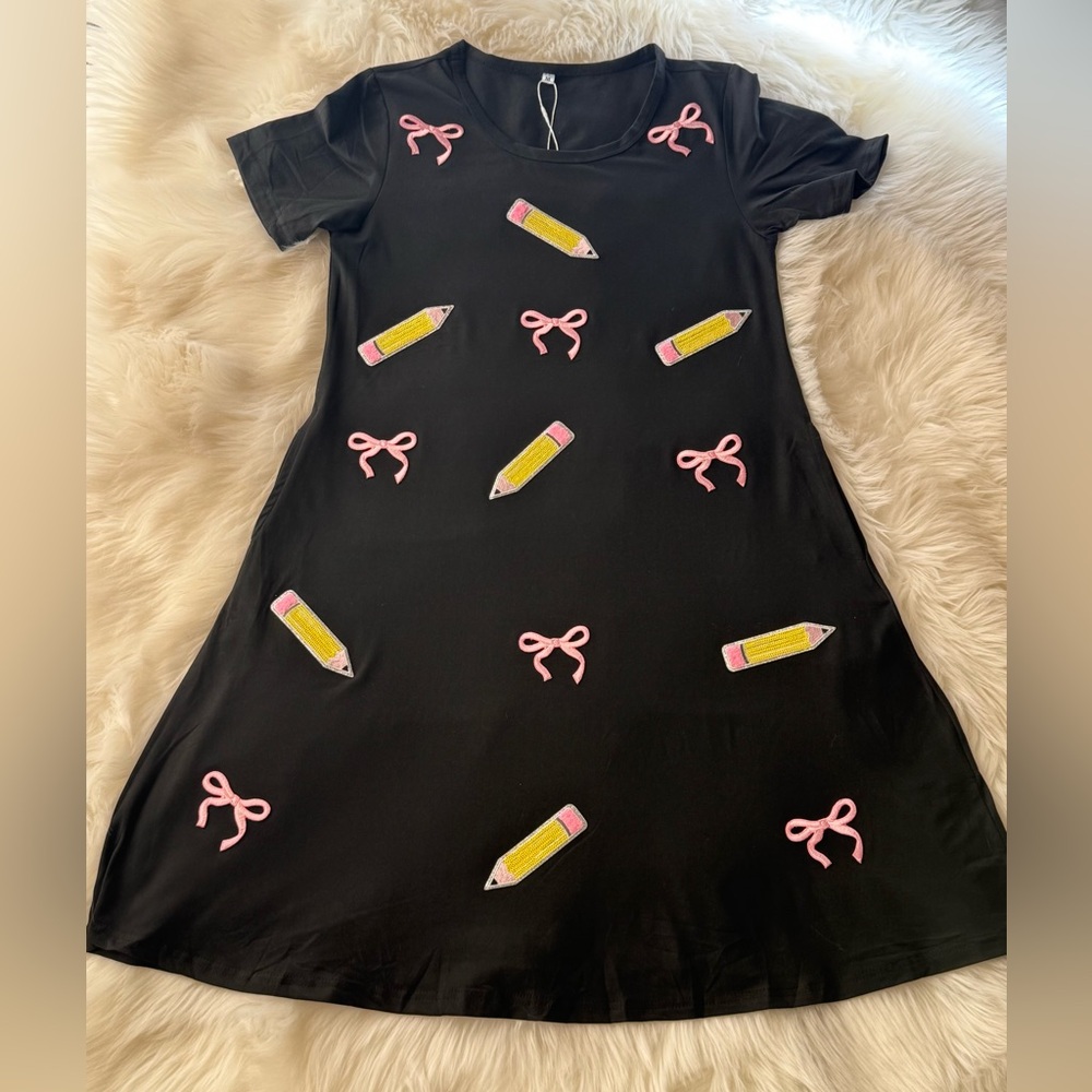 Pink Bows and Yellow Pencils Dress